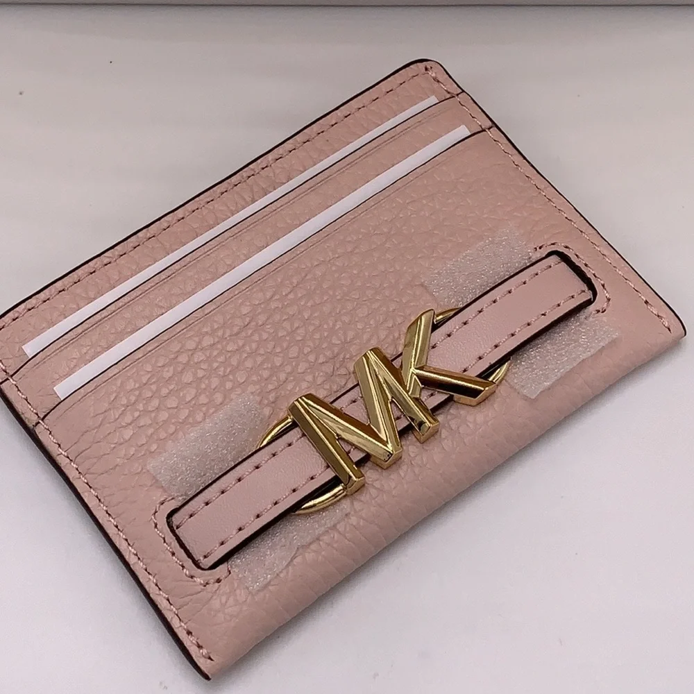 MICHAEL KORS Reed Large Pebbled Leather Card Holder Case Wallet POWDER BLUSH